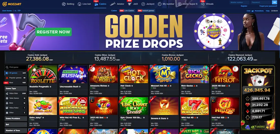 MozzartBet Kenya Casino Screenshot